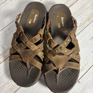 SKECHERS Reggae Rockin Soundstage Women's 8 Brown Leather Studded Sandals